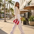 thumbnail image 7 of AMVKLX Crotched Purses for Women Purse Crochet Summer Beach Woven Crochet Purse Dumpling Striped Ruched Cloud Purse Evening Handbag Red, 7 of 7