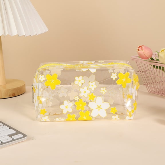 Kyusrd Clear Cute Style Large Capacity Pencil Case,Transparent Zipper Stationery Pouch with Charming Design,Versatile Organizer for Everyday Use