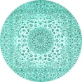 thumbnail image 1 of Ahgly Company Machine Washable Indoor Round Medallion Turquoise Blue Traditional Area Rugs, 8' Round, 1 of 4