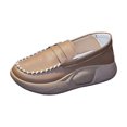 thumbnail image 2 of Zapatos casuales para mujer, cómodos, a la moda, con suela gruesa, sin cordones y con plataforma para exteriores. caqui 35, 2 of 9