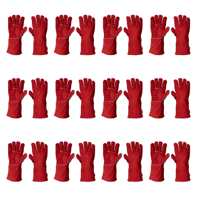 PACK 12 PARES GUANTES SOLDADOR ROJO 14" HILO KEVLAR MAPLE SAFE