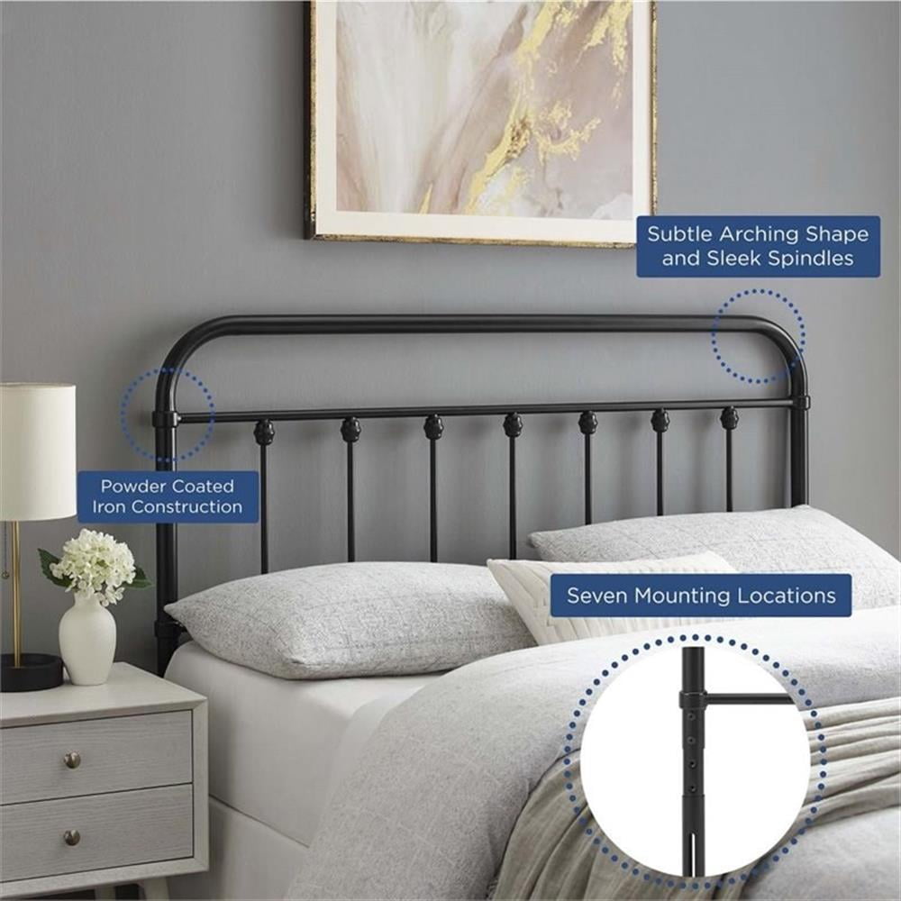 Maklaine Modern Farmhouse King Metal Spindle Headboard in Black