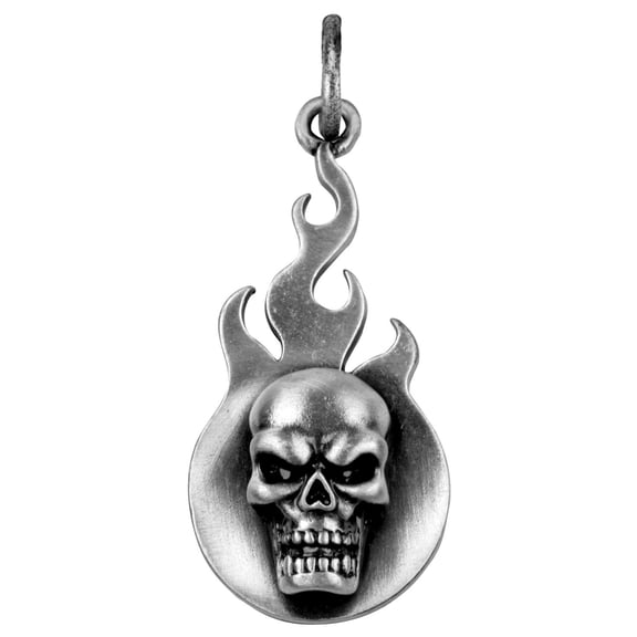 Skull Flame Pendant - Collectible Medallion Necklace Accessory Jewelry