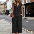 thumbnail image 4 of LEKWK Pantsuits for Women Dressy Sleeveless Vest Top Wide Leg Pants Set Loose Casual Pants Breathable Soft Summer Beach Vacation Elegant Chic Outfits, 4 of 7