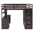 thumbnail image 3 of Bellemave Low Loft Bed with Desk, Full Size Loft Bed with Storage Wardrobe, Drawers, Wood Loft Bed for Kids Teens Bedroom, Espresso, 3 of 10