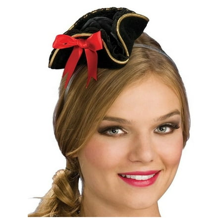 Womens Black Mini Micro Small Pirate Tricorn Hat