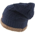 thumbnail image 6 of Morttic Men's Soft Stretch Knit Lined Thick Warm Ski Cap Women Winter Wool Slouchy Beanies Hat,Navy Blue, 6 of 7