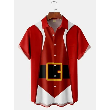 

MLFU Mens Ugly Christmas Chest Pocket Short Sleeve Shirt