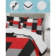 thumbnail image 4 of Red Black Grey Geometric Full Size Down Alternative Comforter, Lightweight Comforter Quilt Bedding Set with Pillow Shams Modern Abstract Art Luxury All Seasons Bed Comforter Duvet Insert 78"x90", 4 of 7
