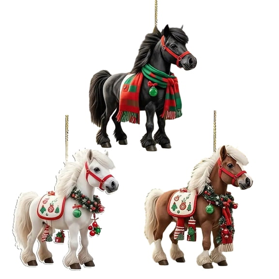 Ruanlalo Horse Christmas Ornament 2D Acrylic Horse Christmas Tree Ornaments Equestrian Gifts for Women Girls Horse Lovers