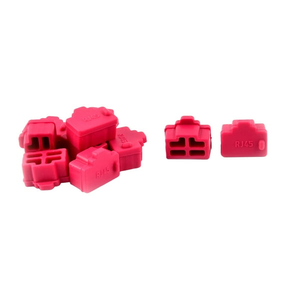 10Pcs Laptop Ethernet Hub Port RJ45 Anti Dust Cover Cap Protector Plug Fuchsia