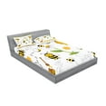 thumbnail image 2 of Ambesonne Flower Fitted Sheet & Pillow Sham Set, Bees Daisies Chamomile, Queen, Yellow White and Black, 2 of 2