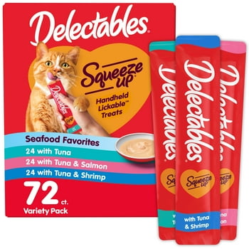 Hartz Delectables Squeeze Up Seafood Variety Pack Lickable Cat Treat, 0.5 oz tube, 72 Count