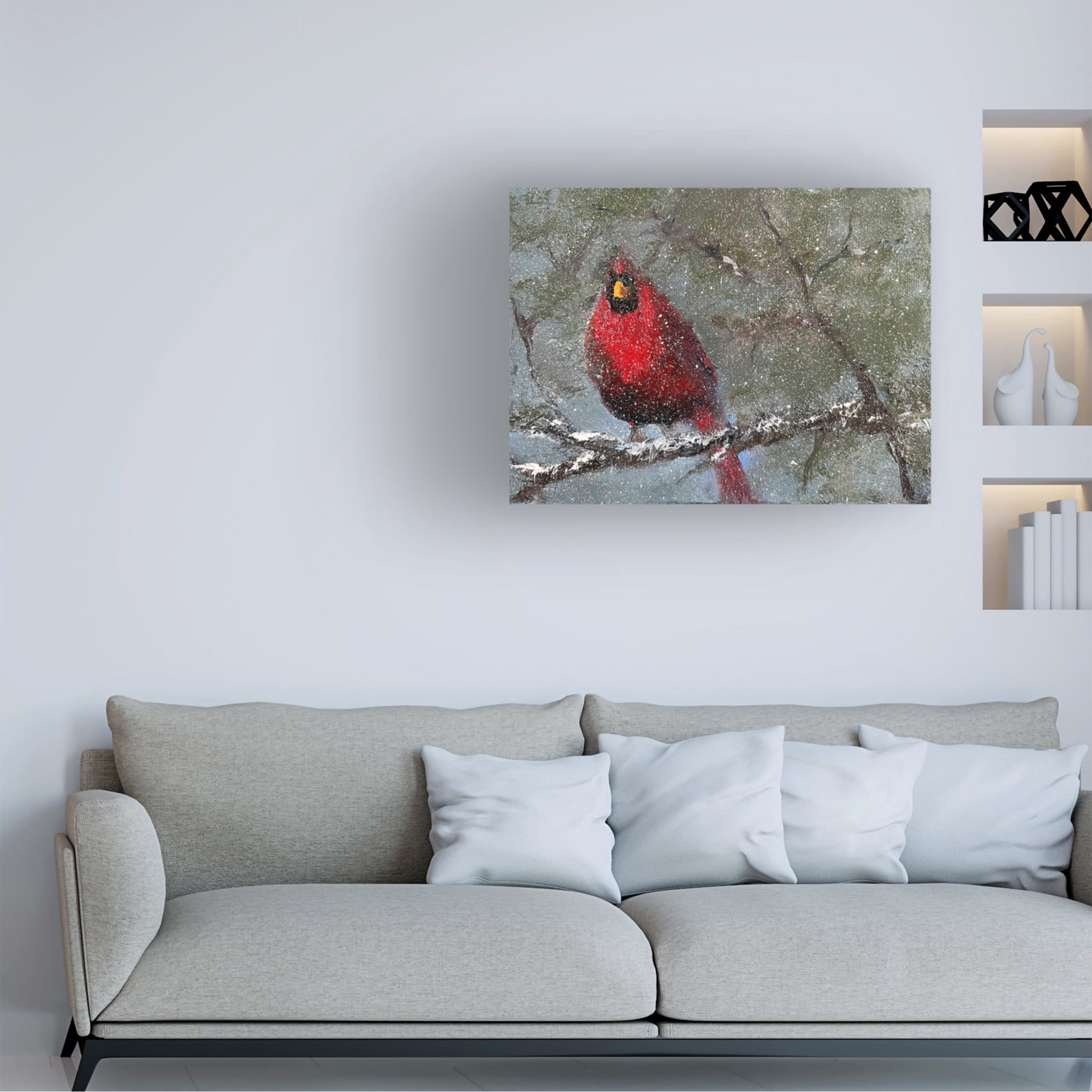 Trademark Fine Art Marilyn Wendling Cardinal in Snow I Canvas Wall Art