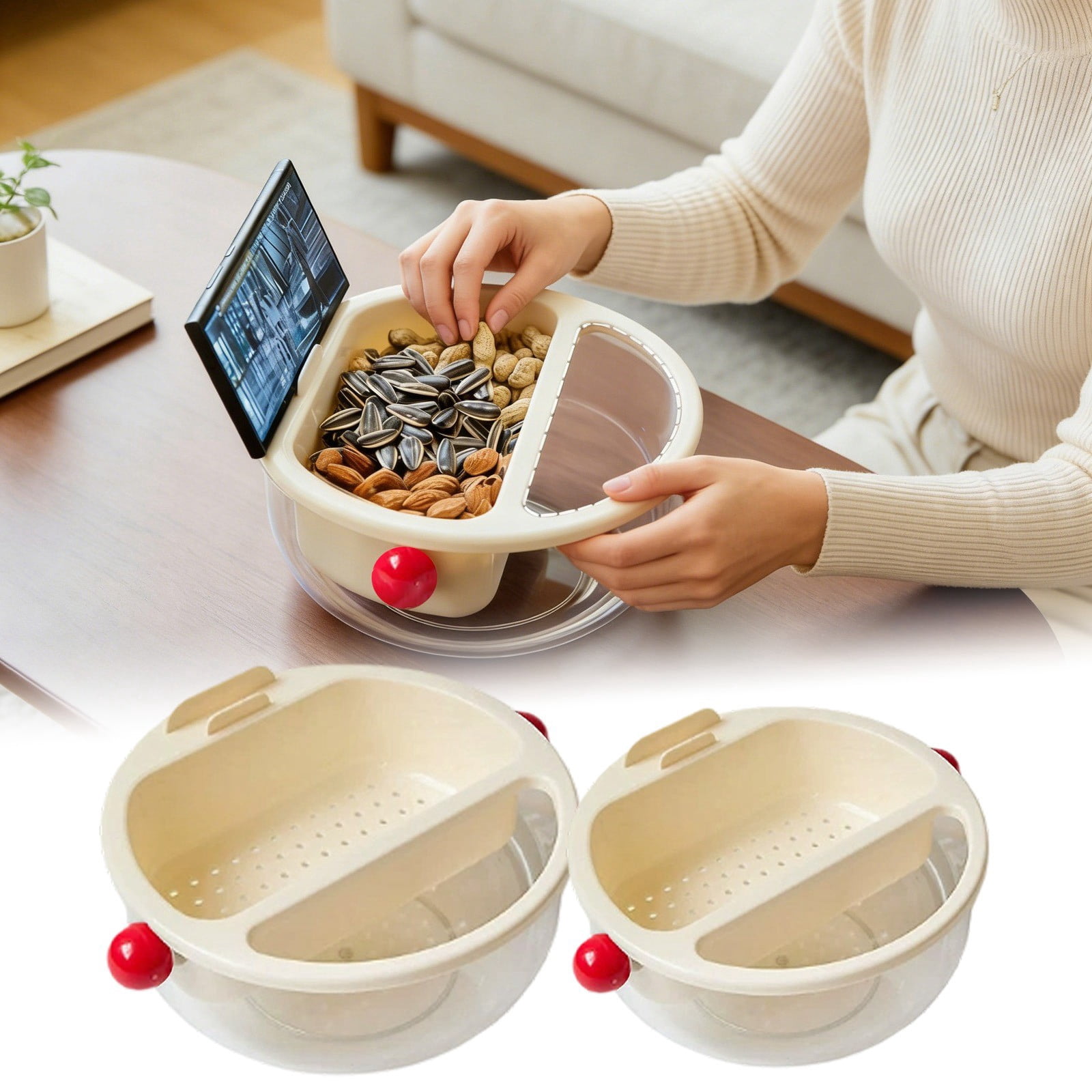 fsxdhpcsgfc Double Layer Transparent Snack And Food Storage Container With Removable Crumb Tray For And Movie Nights Stay Fresh Produce Containers Glass Food Storage Containers 2 Cup Container Store
