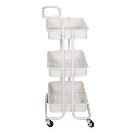 HONEY-CAN-DO 3-TIER ROLLING CRAFT CART WITH HANDLE, WHITE