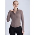 thumbnail image 4 of Womens Workout Jackets, Full Zip Slim Fit Athletic Running Sports Track Jacket with Ebony Ash Gray S, 4 of 9
