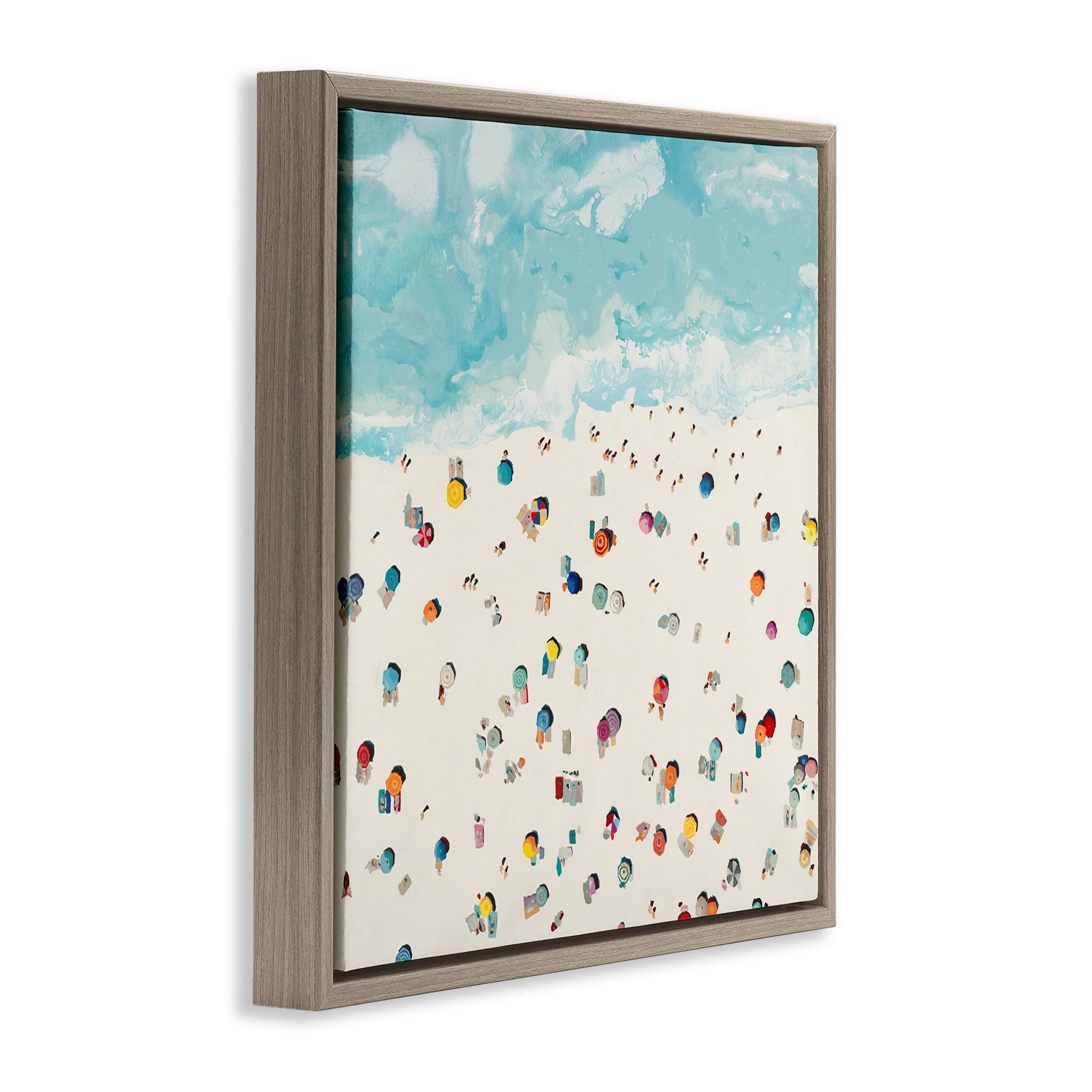 Stupell Industries Abstract People on Beach Nature Painting Brown Floater Framed Canvas Art Print Wall Art, 25 x 25