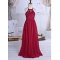 thumbnail image 3 of RUNQHUI Kids Girls Christening Halter Sundress Pageant Easter Evening Gown Bridesmaid Birthday Party Burgundy 16, 3 of 7