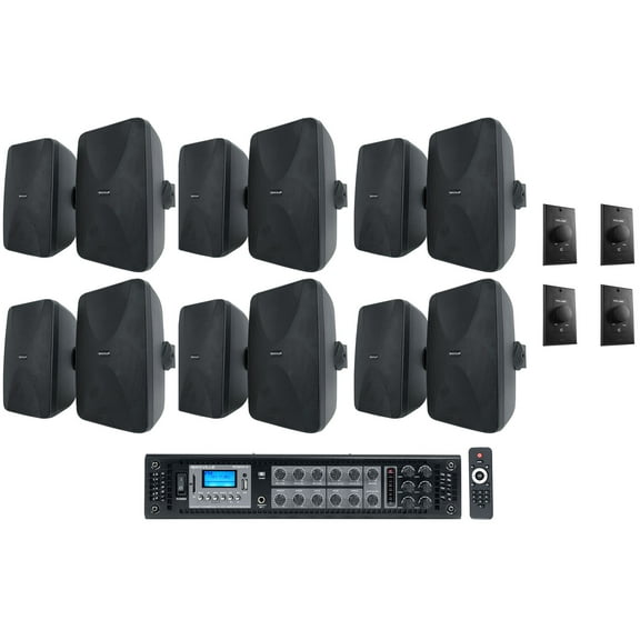 Rockville RCS650-6-Zone 70v Commercial Amplifier (12) Speakers (4) Wall Controls