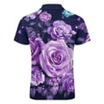 thumbnail image 5 of Purple Rose Flower Men Zipper T-shirt Summer Casual Short Sleeve T-shirt Top, 5 of 7
