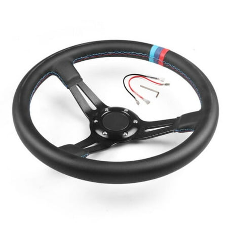 350mm 14inch Deep Dish 6 Bolt Universal Racing Steering Wheel Microfiber Leather