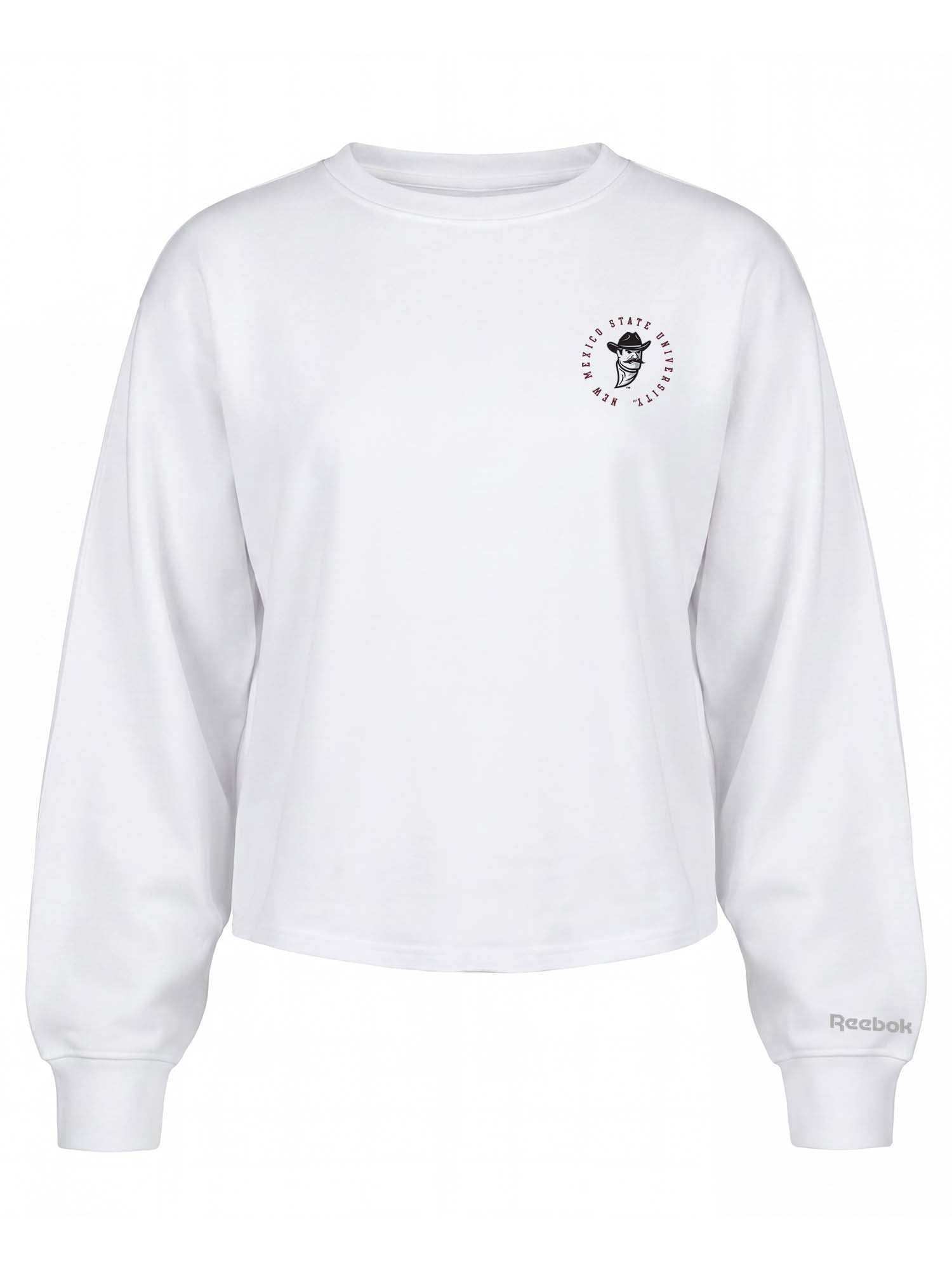 New Mexico State Aggies Reebok Womens White Heavyweight Cotton Long Sleeve Pullover