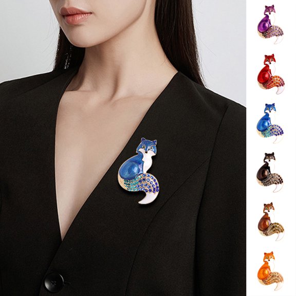 AYYUFE Brooch Pin Fox Shape Exquisite Men Women Cartoon Long Lasting Lapel Brooch Clothes Decor