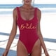 thumbnail image 2 of MKLEKYY Trajes De Baño Mujer 2 Piezas Women Fashion Letter Print Piece Swimsuit Sexy Bikini Swimwear Bathing Sleeveless Backless Swimsuit 2556, 2 of 5