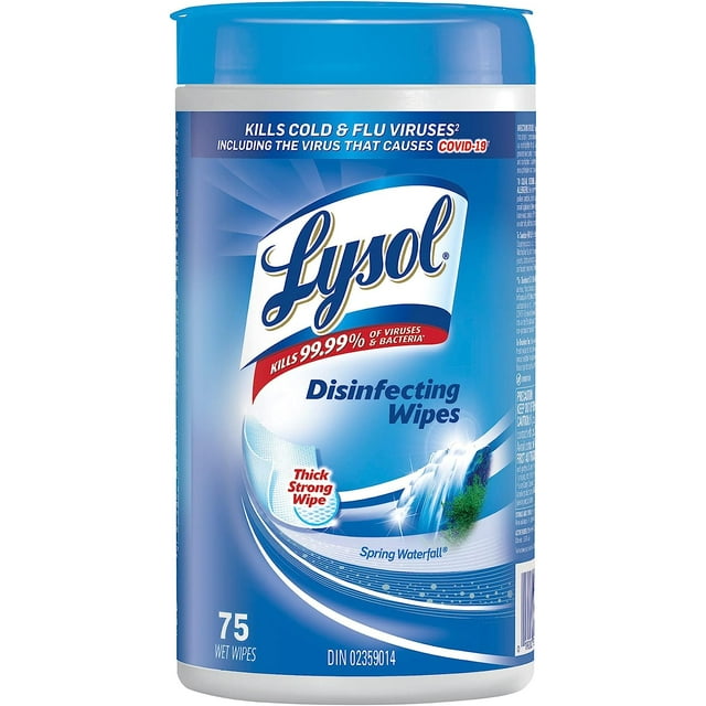 LYSOL Lingettes Désinfectantes, Cascade Printanière, 75 Unités, (Lot de 6)