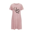 thumbnail image 5 of Generic Teen Girls Animal Printed Nightgowns Cat Graphic Sleep Shirts Short Sleeve Night Gown Loose Fit Sleepwear, 5 of 6