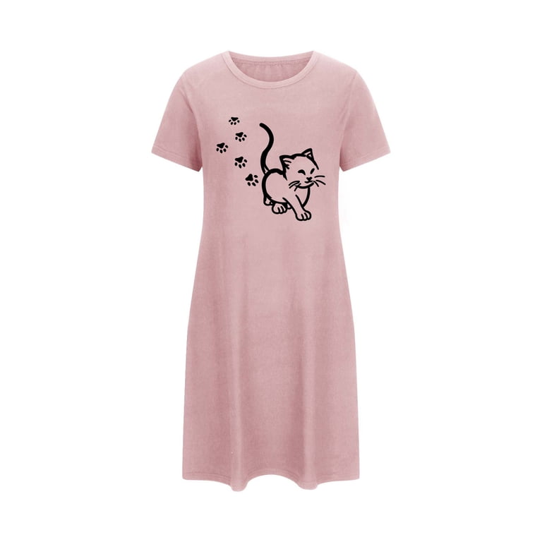 Printed Night Suit For Girl Flipkart Nightgown For Woman Cute Cat Printed T-Shirt Dress Short Sleeve Printed Night Suit For Girl Flipkart Nightgown For Woman Cute Cat Printed T-Shirt Dress Short Sleeve