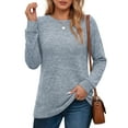 thumbnail image 3 of OALUXE Long Sleeve Shirts for Women Casual Tunic Tops Loose Fit Dressy Crewneck Lightweight Pullover Sweaters, 3 of 7