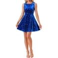 thumbnail image 1 of Vestido de terciopelo sin mangas de estrellas brillantes para mujeres Inspire Chic con estilo elegante para fiestas y ocasiones especiales M azul real, 1 of 6