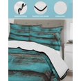 thumbnail image 4 of Quilts Twin Size, Teal Brown Wood Soft Comforter Bedding Set for Bed, Vintage Chic Shabby Plank Lightweight Quilted Bedspread with Pillow Cover(2 Pieces) for All Season, 68x86 Inch, 4 of 6