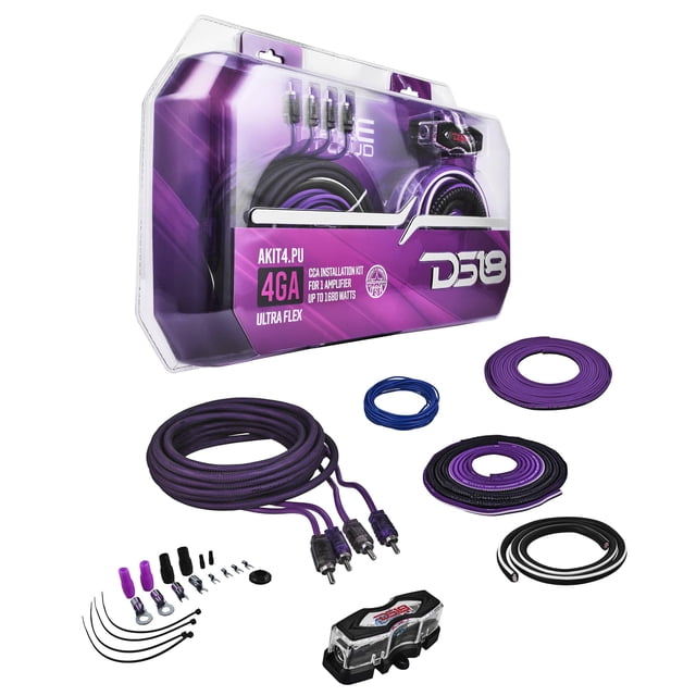 Kit de instalación para amplificador DS18 AKIT4 4GA 1680W morado
