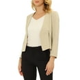 thumbnail image 4 of Allegra K Women's Workwear Zipper Collarless Cropped Blazer, 4 of 6