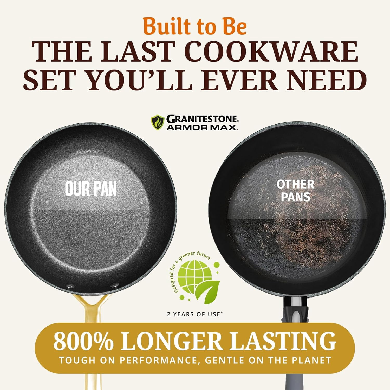 Granitestone Armor Max 20 Pc Hard Anodized Pots and Pans Set Non Stick, Induction Cookware Sets, Anodized Cookware Sets, Nonstick Cookware Set with Knife Set and Deep Fryer, Oven & Dishwasher Safe
