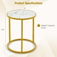 thumbnail image 3 of 2PCS 16''x16'' Modern Round End Table Side Table with Marble Top, Golden Metal Frame, Gold, 3 of 5