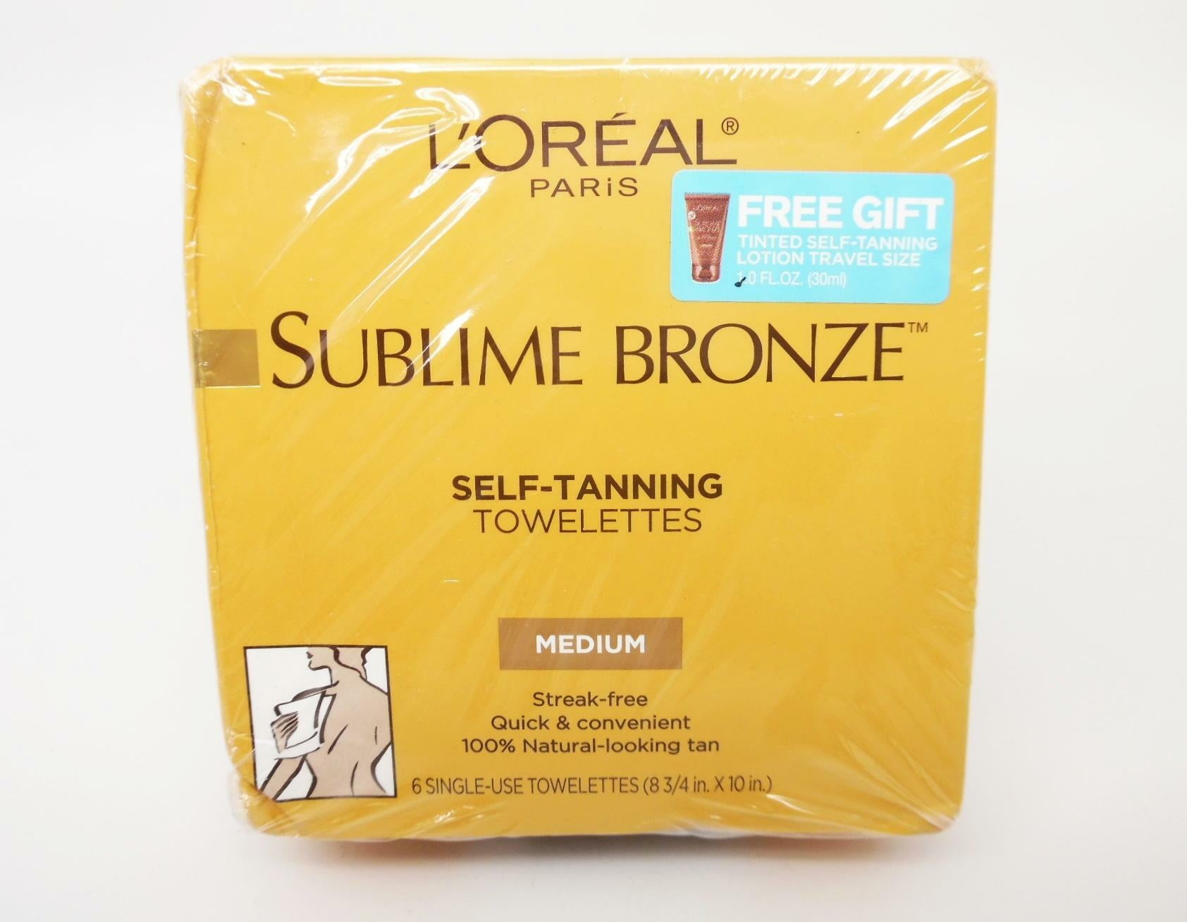 L'Oréal Paris Sublime Bronze SelfTanning Towelettes Medium 6ct + Bonus Lotion