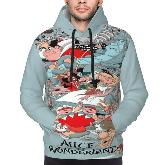 Unisex Alice in Wonden-Lan Pullover Hoodies 3D Print Novelty Sweatshirts Hoodie with Pocket for Men Women