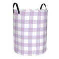thumbnail image 2 of Balery Purple Checkboard Round Laundry Basket with Handles Waterproof Freestanding Laundry Hamper for Clothes Toys in the Dorm and Family-Medium, 2 of 8