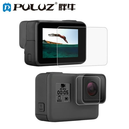 PULUZ Tempered Glass Protector Cover Case for Gopro Hero 5 6 7 Camera Lens Cap LCD Screen Protective