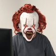 thumbnail image 2 of Pennywise Horror Cosplay de Stephen King, máscaras de payaso asesino de pelo rojo aterrador, casco de látex LED, fiesta de Halloween, utilería de disfraz de Carnaval Fivean unisex, 2 of 2