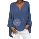 thumbnail image 1 of Gibobby Blusa Mujer Estampado floral Tallas grandes Blusa suelta con cuello en V Manga casual Camisa de mujer Blusa larga de mujer（Azul marino， L), 1 of 5