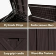 thumbnail image 6 of YUONAO 120 Gallon Resin Deck Box Waterproof Outdoor Storage Bench, Large Patio Storage Box with Lockable Lid, Heavy-Duty Garden Organizer for Cushions– for Backyard, Porch, Poolside(Deep Brown), 6 of 7