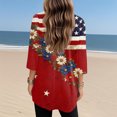 thumbnail image 6 of Womens Tops V-neck 3/4 Sleeve Blouses Casual Mid-length Shirts Fashion Print Tunic Tops With Pockets Red 3XL, 6 of 6