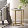 thumbnail image 3 of GDF Studio Mcgill Modern Glam C-Shaped End Table, White and Gold, 3 of 11