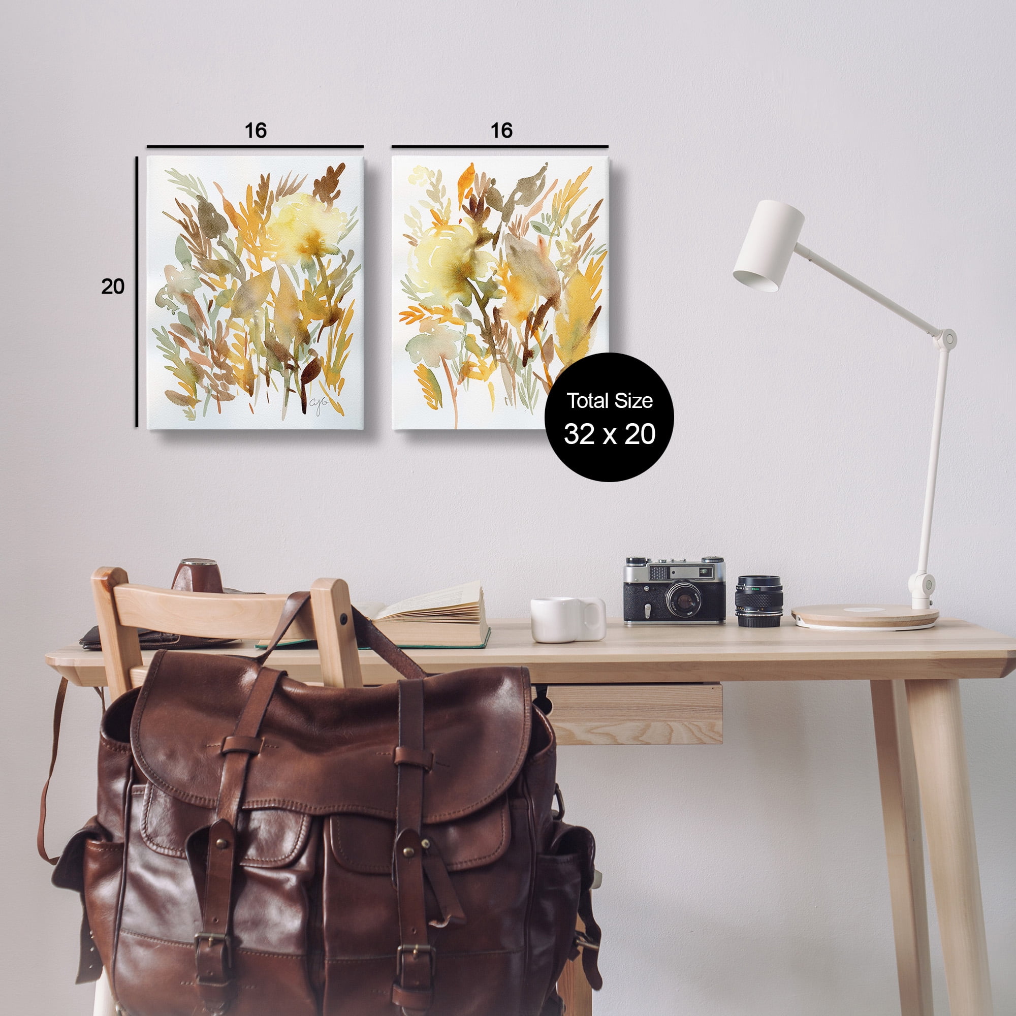 Stupell Industries Country Wheat Abstraction Botanical & Floral Painting Gallery Wrapped Canvas Art Print Wall Art, 16 x 20, Set of 2