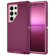 Petocase for Samsung Galaxy S25 Ultra Case,3-Layer Super Military Grade Rugged Heavy Shockproof Dropproof 3-Layer Cover Phone Case for Galaxy S25 Ultra,Red/Pink